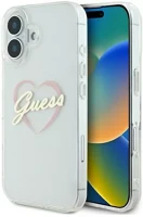 Apple GUHCP16MHCHGSPT Guess iml heart iphone 16 plus kemény hátlap tok, átlátszó kép