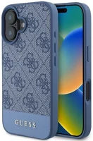 Apple GUHCP16SG4GLBL Guess 4g bottom stripe iphone 16 kemény hátlap tok, kék kép