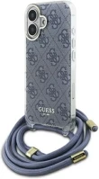 Apple GUHCP16SHC4SEB Guess crossbody cord 4g print iphone 16 hátlap tok, kék kép