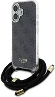 Apple GUHCP16SHC4SEK Guess crossbody cord 4g print iphone 16 hátlap tok, fekete kép