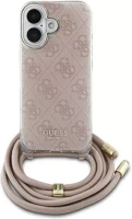 Apple GUHCP16SHC4SEP Guess crossbody cord 4g print iphone 16 hátlap tok, rózsaszín kép