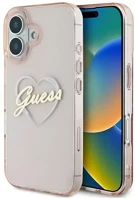 Apple GUHCP16SHCHGSPP Guess iml heart iphone 16 kemény hátlap tok, rózsaszín kép