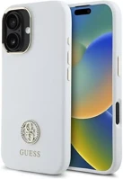 Apple GUHCP16SM4DGPH Guess silicone logo strass 4g iphone 16 hátlap tok, fehér kép
