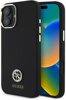 Apple GUHCP16SM4DGPK Guess silicone logo strass 4g iphone 16 hátlap tok, fekete kép