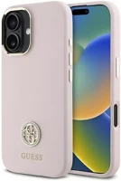 Apple GUHCP16SM4DGPP Guess silicone logo strass 4g iphone 16 hátlap tok, rózsaszín kép