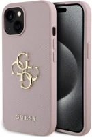 Apple GUHCP16SPGT4MBP Guess pu grained 4g metal logo  iphone 16 hátlap tok, rózsaszín kép