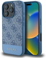 Apple GUHCP16XG4GLBL Guess 4g bottom stripe iphone 16 pro max hátlap tok, kék kép