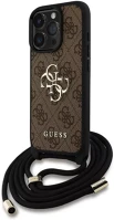 Apple GUHCP16XP4GMGCRW Guess pu 4g metal logo crossbody strap iphone 16 pro max hátlap tok, barna kép