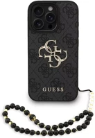 Apple GUHCP16XP4GMGSK Guess pu 4g metal logo strap iphone 16 pro max hátlap tok, fekete kép