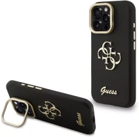 Apple GUHCP16XPCS4GSK Guess pu grained 4g logo stand camera frame iphone 16 pro max hátlap tok kép