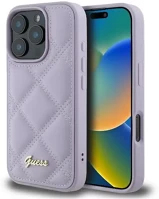 Apple GUHCP16XPSQSQSU Guess quilted metal logo iphone 16 pro max kemény hátlap tok, lila kép