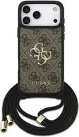Apple GUHCP17LP4GMGCRW Guess 4g big logo cord stap iphone 17 pro hátlap tok vállpánttal, barna kép