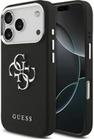 Apple GUHCP17LPG4SMCEK Guess grained big 4g classic logo iphone 17 pro hátlap tok, fekete-ezüst kép