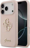 Apple GUHCP17LSC4GSMP Guess silicone big 4g script  iphone 17 pro hátlap tok, rózsaszín kép