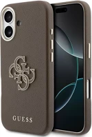 Apple GUHCP17S5PS4RGGW Guess pu resin logo  iphone 17 tok kameravédő peremmel, barna-arany kép