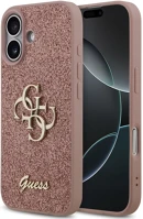 Apple GUHCP17SHG4SGP Guess pu fixed glitter 4g metal logo  iphone 17 hátlap tok, rózsaszín kép