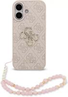 Apple GUHCP17SP4GMGSP Guess pu 4g metal logo strap iphone 17 hátlap tok karpánttal, rózsaszín kép