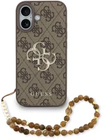 Apple GUHCP17SP4GMGSW Guess pu 4g metal logo strap  iphone 17 hátlap tok karpánttal, barna kép