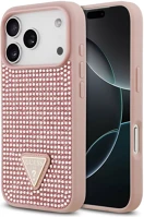 Apple GUHCP17XHDGTPP Guess rhinestone triangle  iphone 17 pro max hátlap tok, rózsaszín kép