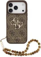 Apple GUHCP17XP4GMGSW Guess pu 4g metal logo strap  iphone 17 pro max hátlap tok karpánttal, barna kép