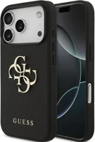 Apple GUHCP17XPGT4MBK Guess grained big 4g & classic logo  iphone 17 pro max hátlap tok, fekete kép