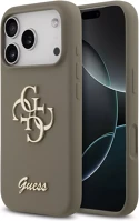 Apple GUHCP17XSC4GSMW Guess silicone big 4g script  iphone 17 pro max hátlap tok, barna kép