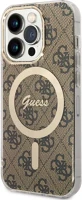 Apple GUHMP14LH4STW Guess 4g iml magsafe  iphone 14 pro hátlap tok, barna kép