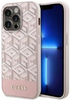 Apple GUHMP14LHGCFSEP Guess 4g stripe  iphone 14 pro szilikon magsafe hátlap tok, rózsaszín kép