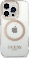 Apple GUHMP14LHTRMD Guess transparent magsafe  iphone 14 pro hátlap tok, arany kép