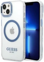 Apple GUHMP14MHTRMB Guess metal outline magsafe  iphone 14 plus hátlap tok, kék kép