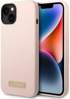 Apple GUHMP14MSBPLP Guess silicone metal logo magsafe  iphone 14 plus hátlap tok, rózsaszín kép