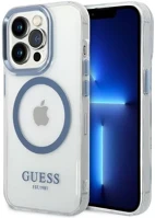 Apple GUHMP14XHTRMB Guess metal outline magsafe  iphone 14 pro max hátlap tok, kék kép