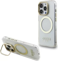 Apple GUHMP15XHTRMSFD Guess iml gold outline stand camera frame iphone 15 pro max magsafe hátlap kép