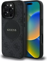 Apple GUHMP16LP4PGRSGK Guess 4g circle classic logo iphone 16 pro magsafe hátlap tok, fekete kép