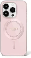 Apple GUHMP16LPFTDTEP Guess iml rhinestones magsafe iphone 16 pro kemény hátlap tok, rózsaszín kép
