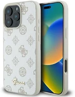 Apple GUHMP16LPGPYSH Guess peony script logo iphone 16 pro kemény hátlap tok, fehér kép