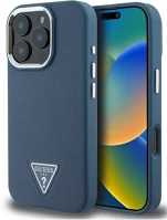 Apple GUHMP16LPGTSPSB Guess grained triangle  iphone 16 pro magsafe tok, kék kép