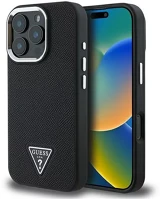 Apple GUHMP16LPGTSPSK Guess grained triangle iphone 16 pro magsafe kemény hátlap tok, fekete kép