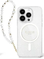 Apple GUHMP16MHGCRELST Guess iml glitter iphone 16 plus magsafe kemény hátlap tok karpánttal kép