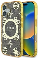 Apple GUHMP16SH4PYEEW Guess iml peony on 4g background iphone 16 magsafe kemény hátlap tok, barna kép