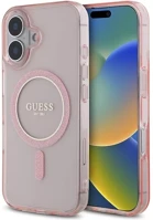 Apple GUHMP16SHFGEREP Guess iml glitter circle iphone 16 magsafe hátlap tok, rózsaszín kép