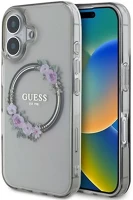 Apple GUHMP16SHFWFCK Guess iml flowers wreath iphone 16 magsafe kemény hátlap tok, fekete kép