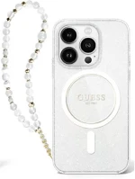 Apple GUHMP16SHGCRELST Guess iml glitter iphone 16 magsafe kemény hátlap tok karpánttal kép