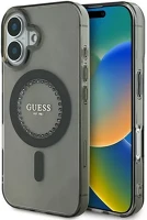 Apple GUHMP16SPFTDTEK Guess iml rhinestones magsafe iphone 16 kemény hátlap tok, fekete kép