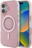 Apple GUHMP16SPFTDTEP Guess iml rhinestones magsafe iphone 16 kemény hátlap tok, rózsaszín kép