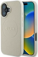 Apple GUHMP16SPGHSMME Guess grained ring iphone 16 magsafe kemény hátlap tok, bézs kép