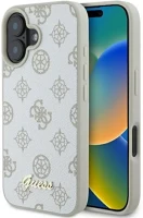 Apple GUHMP16SPGPYSH Guess peony script logo iphone 16 kemény hátlap tok, fehér kép