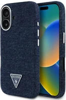 Apple GUHMP16SRJFWTLB Guess denim triangle logo iphone 16 magsafe hátlap tok, kék kép