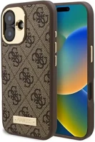 Apple GUHMP16SU4GPRW Guess 4g logo plate iphone 16 magsafe kemény hátlap tok, barna kép
