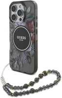 Apple GUHMP16XHFWBRCESK Guess iml flowers iphone 16 pro max magsafe hátlap tok karpánttal, fekete kép
